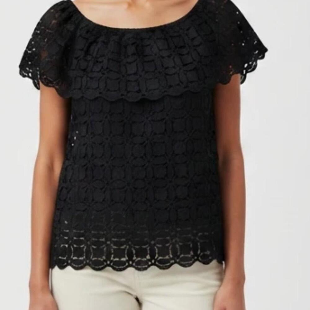 Black polyester lace blouse with